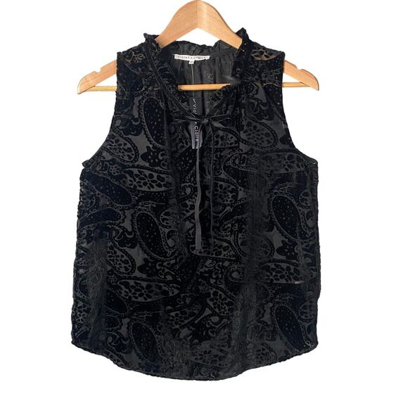 Whimsigoth Velvet Burnout Top Medium Paisley Indie Fairy Grunge Dark Romantic - Picture 1 of 11